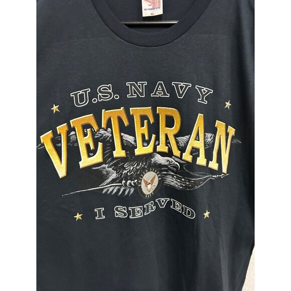 U.S. Navy Veteran I Served T-Shirt XL Bayside Made In USA Cotton Black - Picture 4 of 8